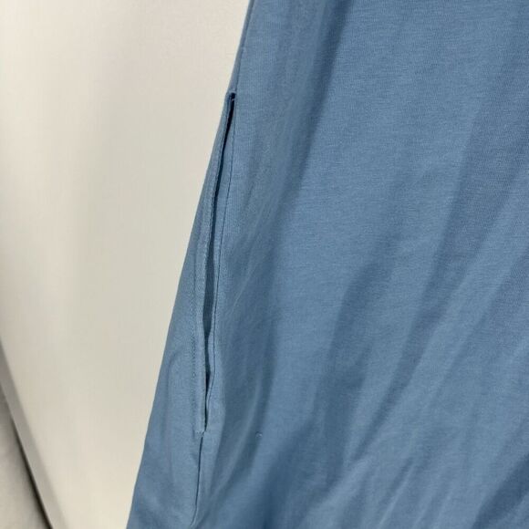 eShakti Dress Size 22W Blue Midi Fit & Flare Twirl Cotton Jersey Stretch Wrap - Picture 7 of 10